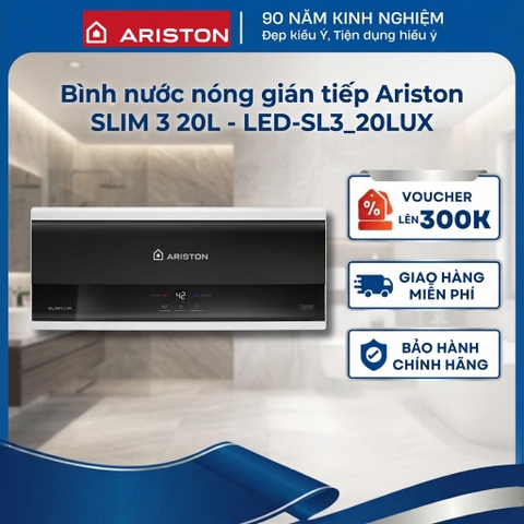Bình nước nóng gián tiếp Ariston SLIM 3  20L/30L - Bình ngang, LED- SL3-20LUX/SL3-30LUX - Chính hãng
