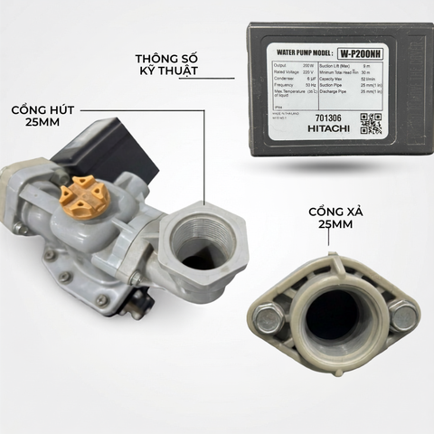 Máy bơm nước đẩy cao HITACHI 200W - W_P200NH_SPV