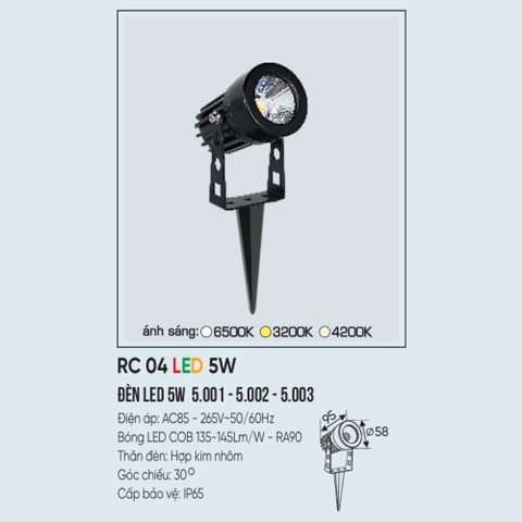 Đèn Cắm Cỏ Có Mũ   mã  DCC 5W