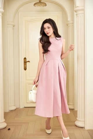 Pink Woven Flared Dress