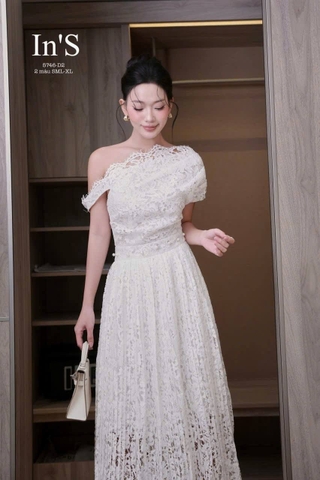 VT trắng ren hoa lệch vai cvay dập ly