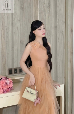 VT nâu cam lệch vai cvay tua rua sóng