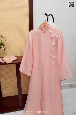 AD hồng 4 tà tứ thân tag bướm + quần hồng trơn size M CS1