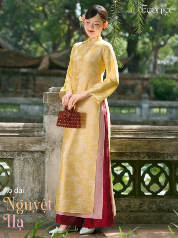 AD vàng cổ 3p 4 tà ht hoa bướm tag đá,bướm +quần tơ óng đỏ ht bướm