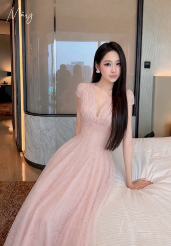 VT ren hồng cổ V cộc tay CS1
