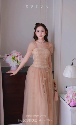 VT nâu ren lưới đính ngọc dây