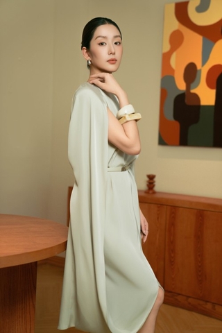 Light Grey Silk Loose Dress With Belt