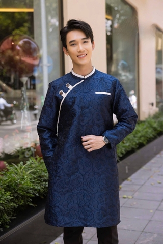 AD nam xanh than cổ viền trắng ht hoa CS1