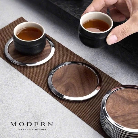 SET 6 LÓT LY CỐC MODERN GỖ ÓC CHÓ
