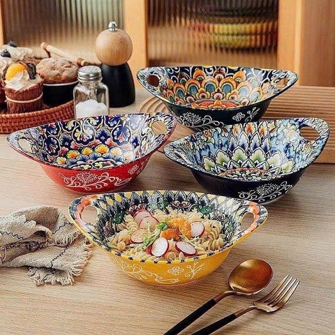 SET 4 BÁT OVAN CÓ TAY CẦM HENTEN HOME 22,2CM 560ML