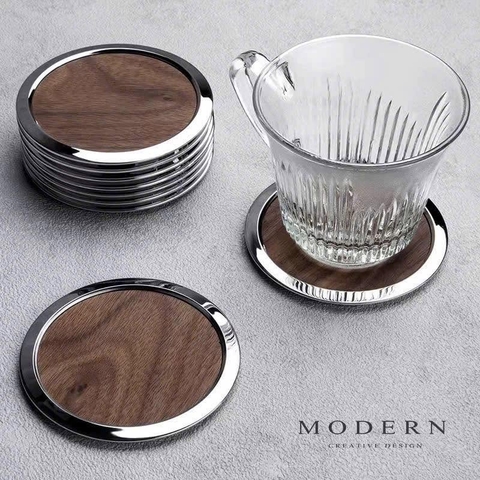 SET 6 LÓT LY CỐC MODERN GỖ ÓC CHÓ
