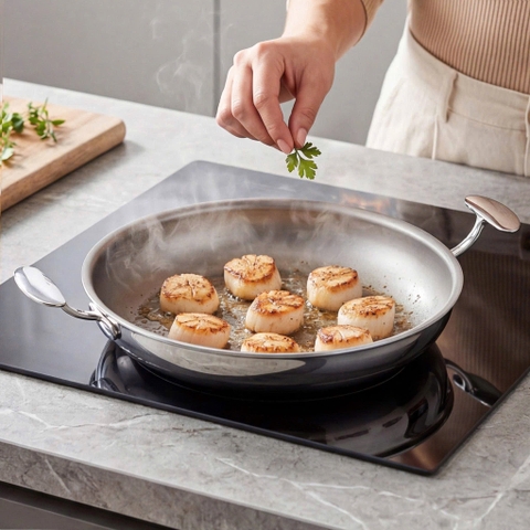 CHẢO NƯỚNG O846 OYATTON INOX KHÔNG DÍNH VI ĐIỂM 30CM