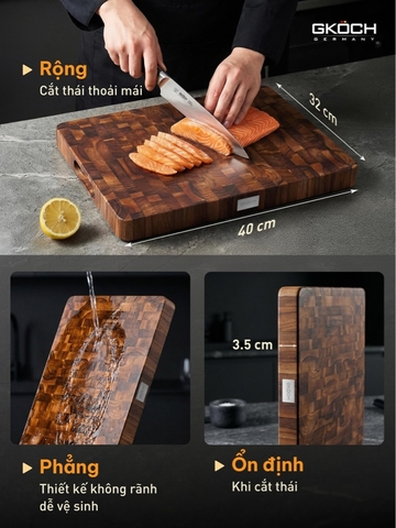 THỚT GỖ TEAK GKOCH 40 x 32 x 3,5CM