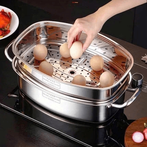 Nồi hấp cá 2 tầng inox 304 N718