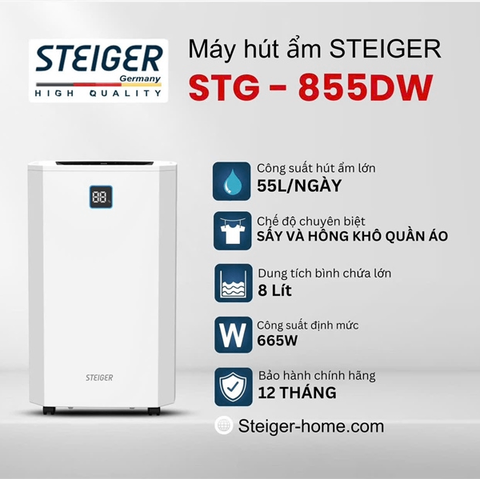 HÚT ẨM STEIGER STG-855DW 55L