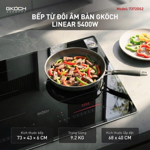 BẾP ĐIỆN TỪ ÂM 2 VÙNG NẤU GKÖCH 7372DS2 (5400W)