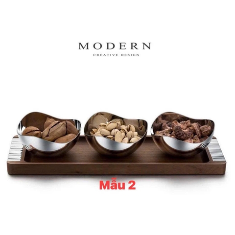 SET 3 BÁT KÈM KHAY MODERN BERNADOTTE MIỆNG SÓNG MẪU 2