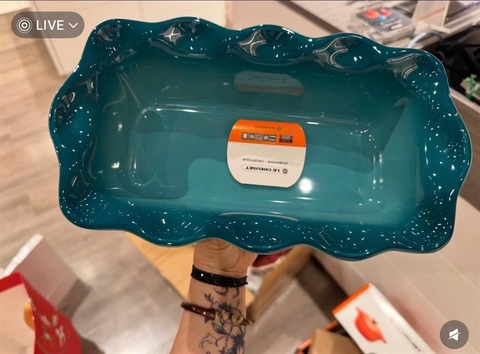Khay chữ nhật Le Creuset Heritage fluted Loaf dish bleu riviera 23cm màu xanh
