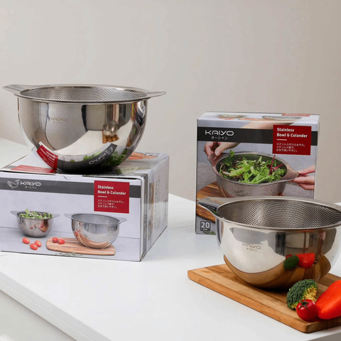 BỘ TÔ TRỘN VÀ RỔ INOX KAIYO SZ 20CM