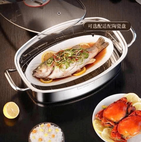 Nồi hấp cá 2 tầng inox 304 N718