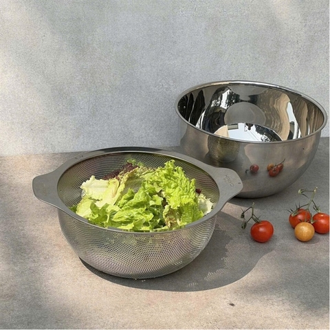 BỘ TÔ TRỘN VÀ RỔ INOX KAIYO SZ 20CM