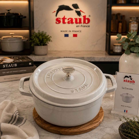 NỒI GANG STAUB WHITE TRUFFLE THẤP 26CM
