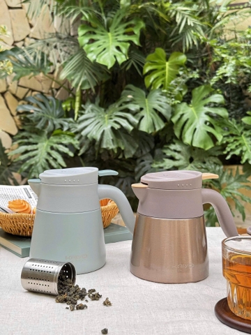Bình giữ nhiệt pha trà kèm lõi lọc Kaiyo 500ml màu xanh mint