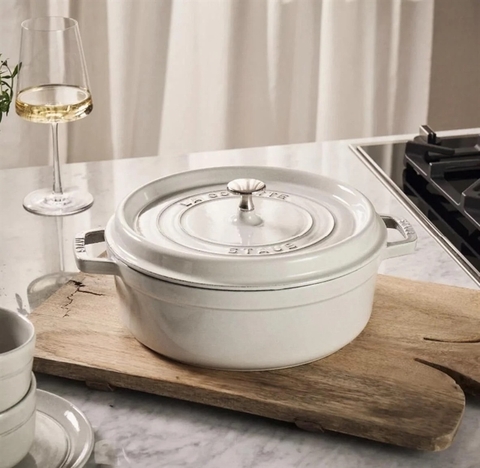 NỒI GANG STAUB WHITE TRUFFLE THẤP 26CM