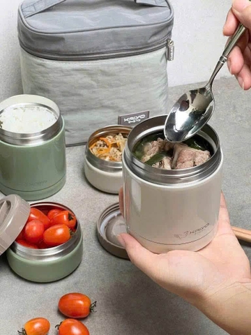 BỘ HỘP CƠM GIỮ NHIỆT 4 HỘP KAIYO 1200ML KEM / XANH OLIVE / XANH ĐẬM