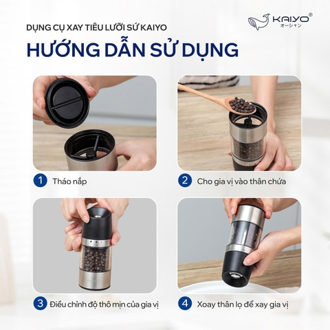 MÁY XAY TIÊU LƯỠI SỨ KAIYO