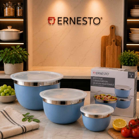 BỘ ÂU ĐỰNG THỨC ĂN ERNESTO SET 3 CÁI MÀU XANH CỐM/VÀNG/XANH DƯƠNG