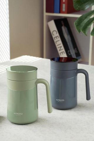 Cốc giữ nhiệt 2 lớp inox Kaiyo kèm lõi lọc trà 350ml màu ghi
