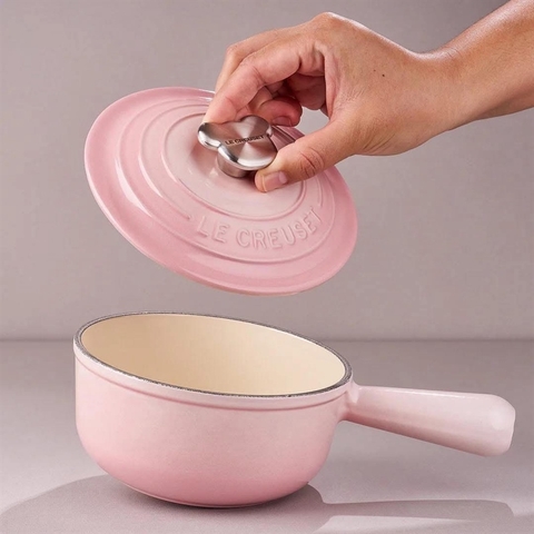 Quánh Le Creuset hồng Shell pink 16cm núm gấu