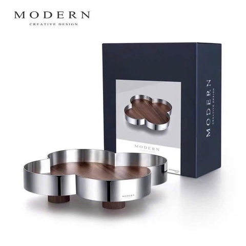 Khay trang trí bằng gỗ cỏ 4 lá Modern