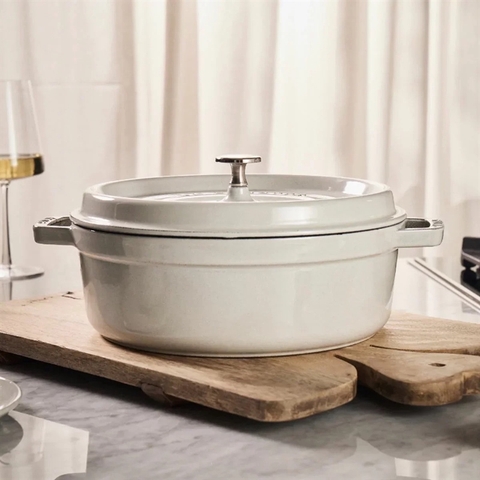 NỒI GANG STAUB WHITE TRUFFLE THẤP 26CM