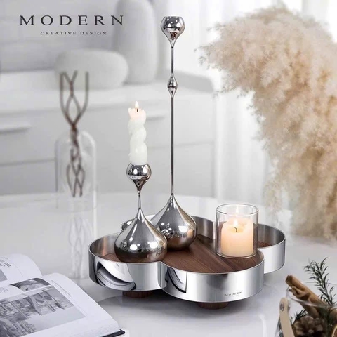 Khay trang trí bằng gỗ cỏ 4 lá Modern