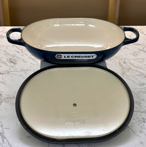 CHẢO GANG OVAN LE CREUSET OBLONG MÀU AGAVE 31CM XANH CỔ VỊT