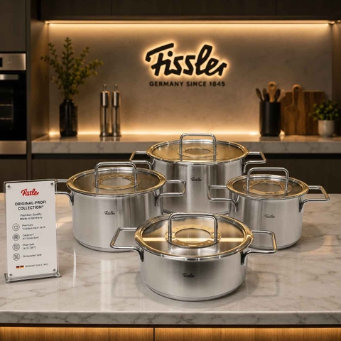 Bộ nồi Fissler Pure 4 nồi nắp kính