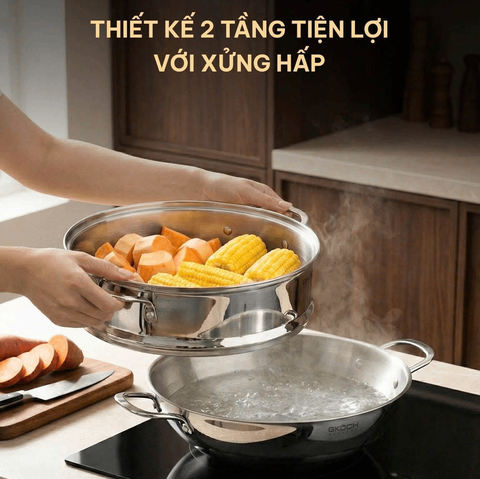 CHẢO WOK KÈM XỬNG HẤP GKOCH 28CM
