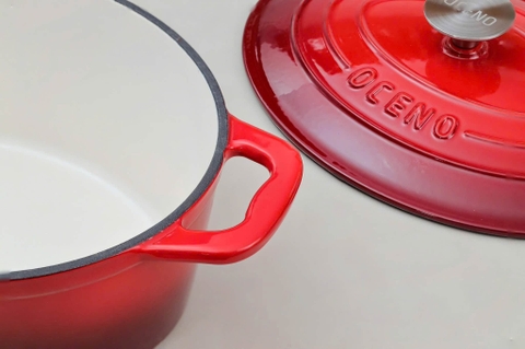 NỒI GANG OVAL OCENO 28CM MÀU ĐỎ