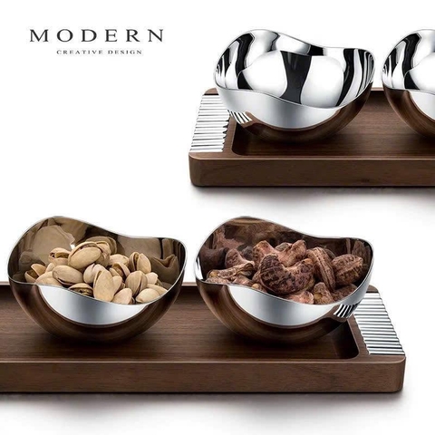 SET 3 BÁT KÈM KHAY MODERN BERNADOTTE MIỆNG SÓNG MẪU 2