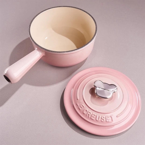 Quánh Le Creuset hồng Shell pink 16cm núm gấu