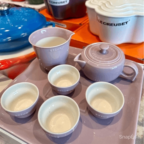 BỘ TRÀ KÈM KHAY STAUB MÀU TÍM