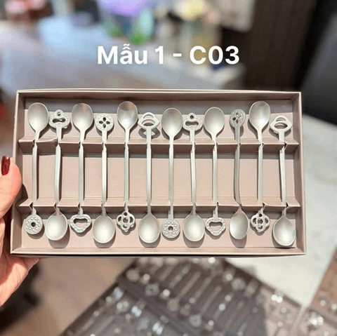 Set 12 thìa Party Oriental Stainless Steel Antique Sambonet SP/GM/SBN//52649C03/S12 bóng mờ