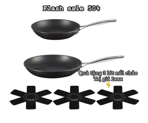 Set 2 chảo Le Creuset 22&28cm tặng kèm 3 lót chảo