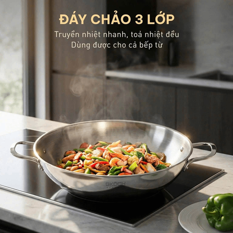 CHẢO WOK KÈM XỬNG HẤP GKOCH 28CM