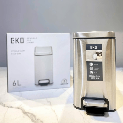 Thùng rác chống bám vân tay EKO Stella Slim Step EK9380MT-6L