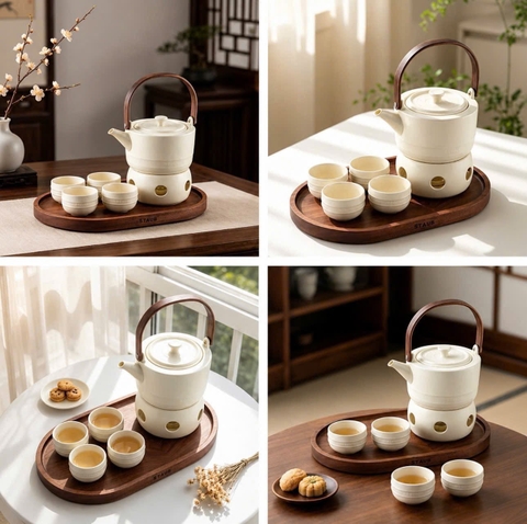 BỘ TRÀ STAUB CAST IRON TEAPOT MÀU KEM