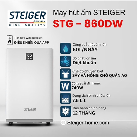 HÚT ẨM STEIGER STG-860DW 60L