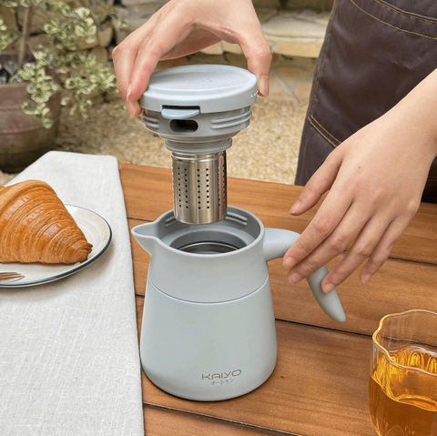 Bình giữ nhiệt pha trà kèm lõi lọc Kaiyo 500ml màu xanh mint